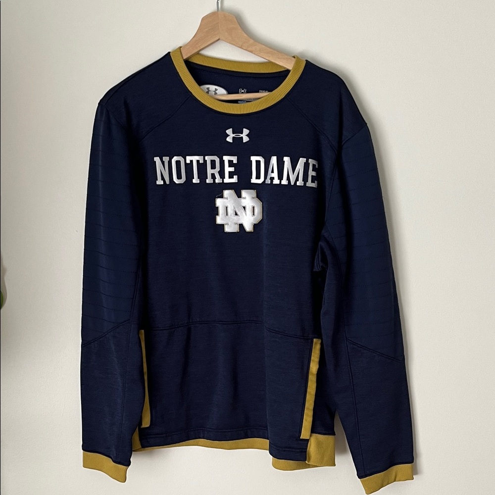 Under Armour Navy and Gold Notre Dame Crewneck